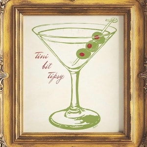 Espresso Martini Wall Art | Retro Linoryt | 24x30 Zielony Nowoczesny Wydruk Cyfrowy Pobierz