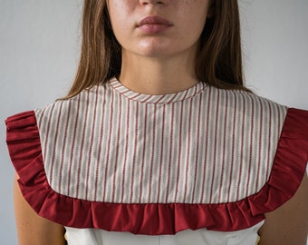 Handmade Cotton Detachable Collar, Frill collar, Removable Frill collar, Oversized Collar, double sided