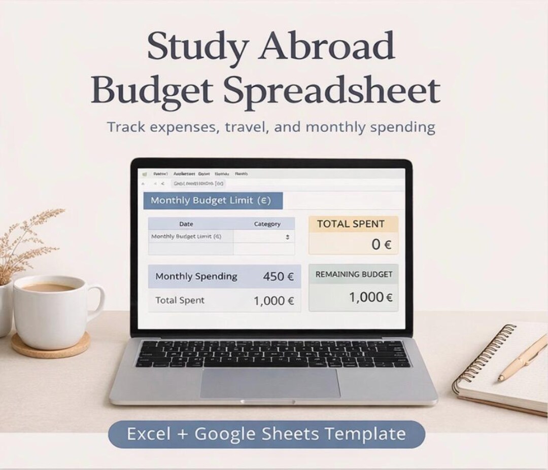 Study Abroad Budget Template Excel & Google Sheets (digital Download