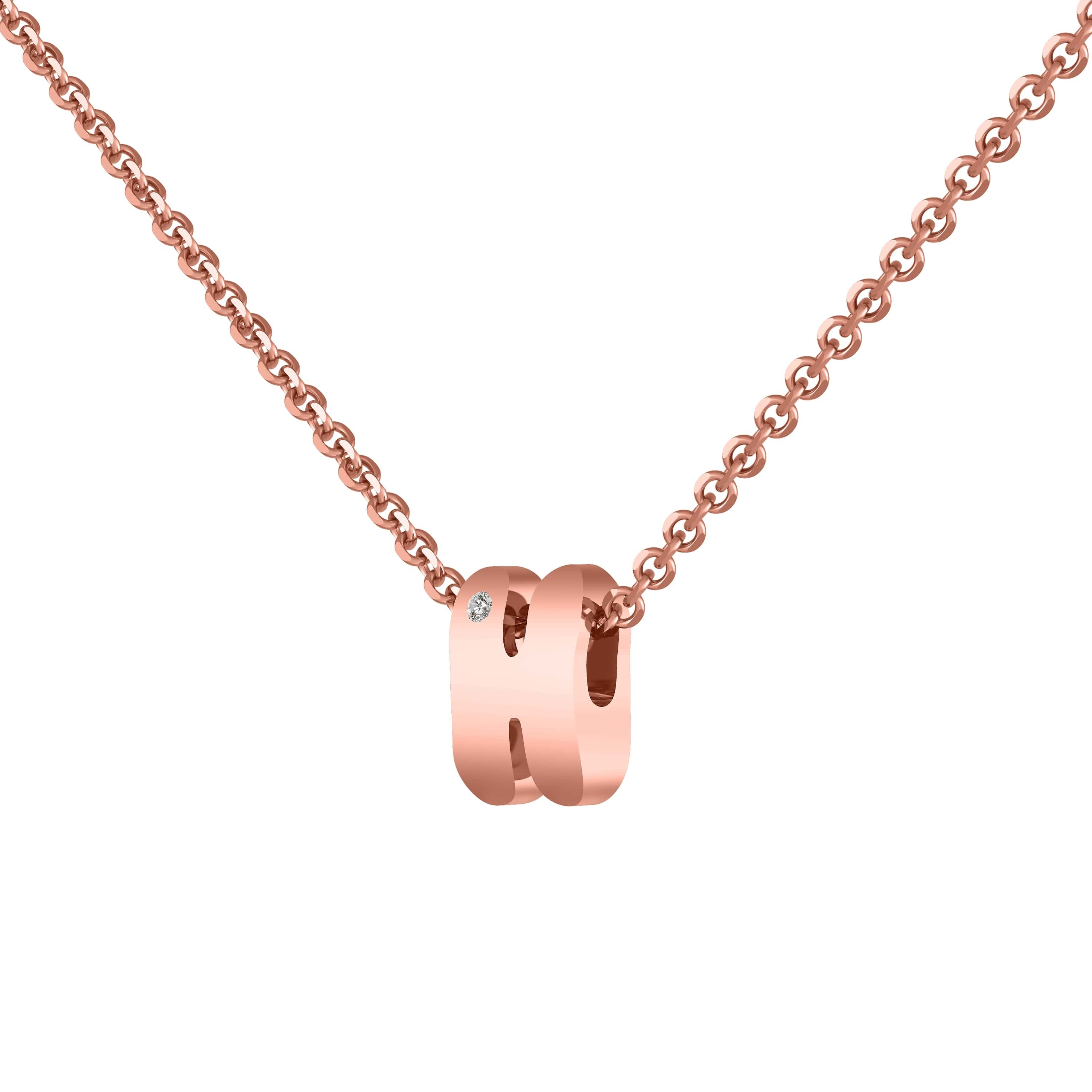 0.01CT Diamond Letter ''H'' Pendant in 14K Etsy UK