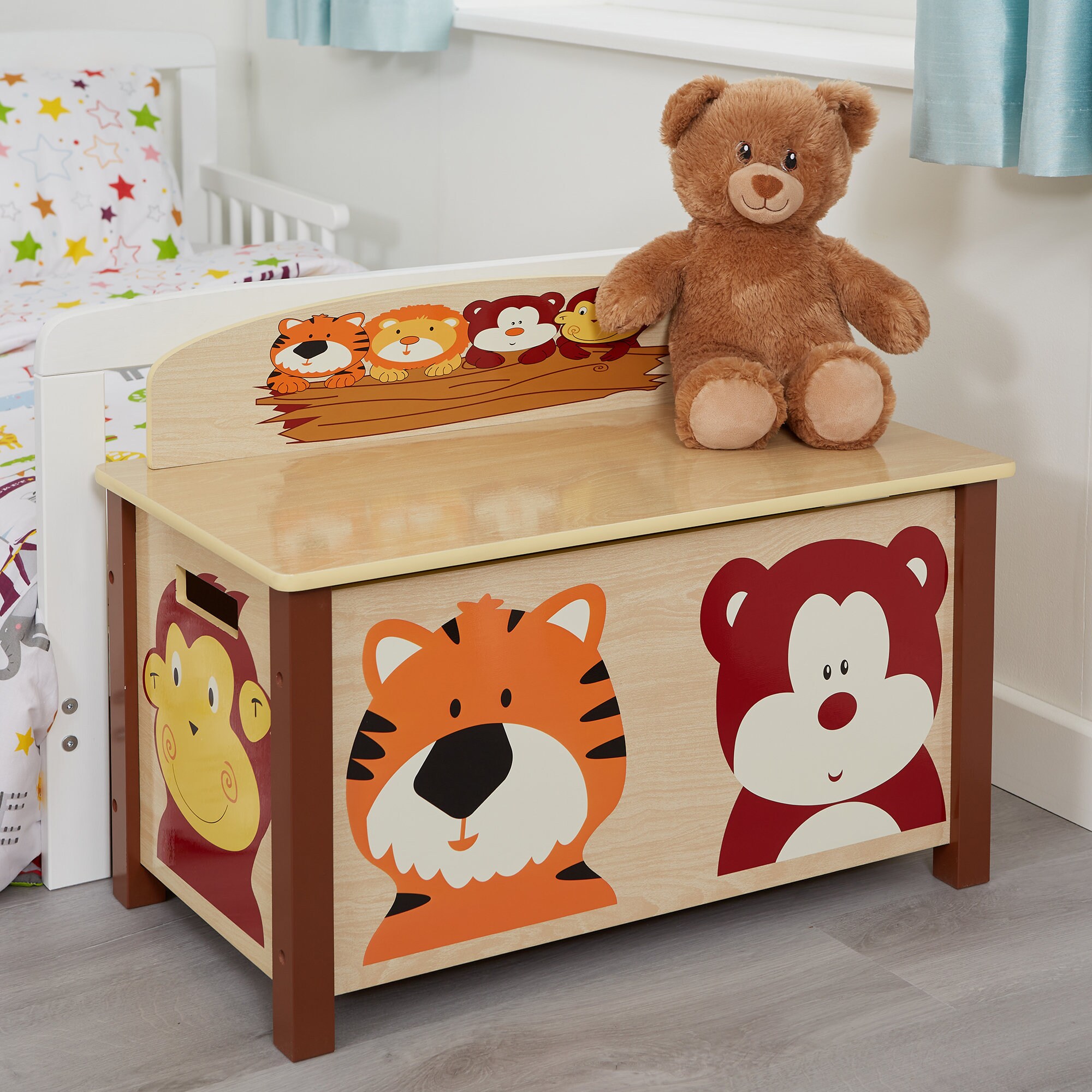 Kids Baby Wooden Toy Chest Jungle Themed Storage Toddler Etsy