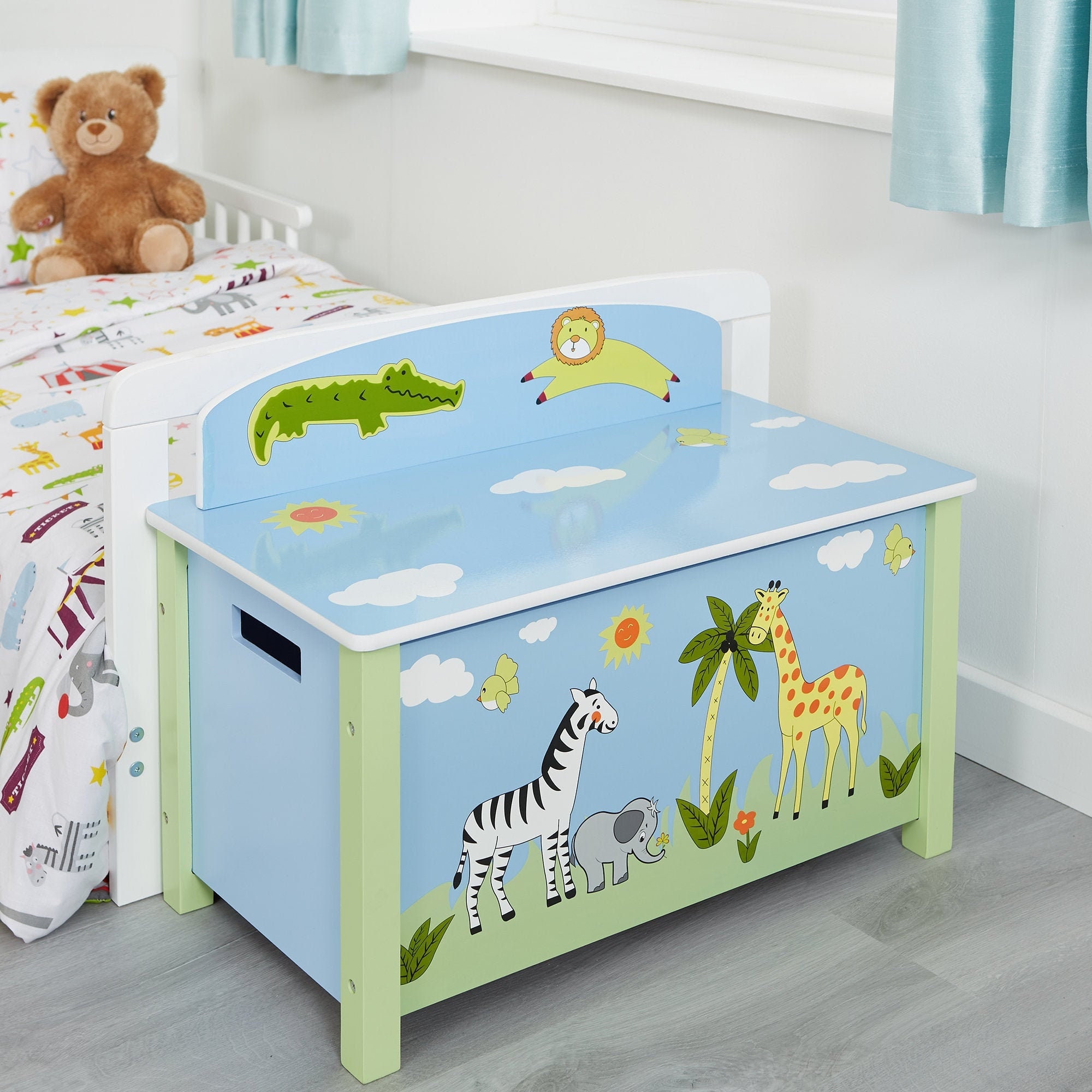 Kids Toy Box Safari Toy Box Kids Wooden Toy Box Etsy
