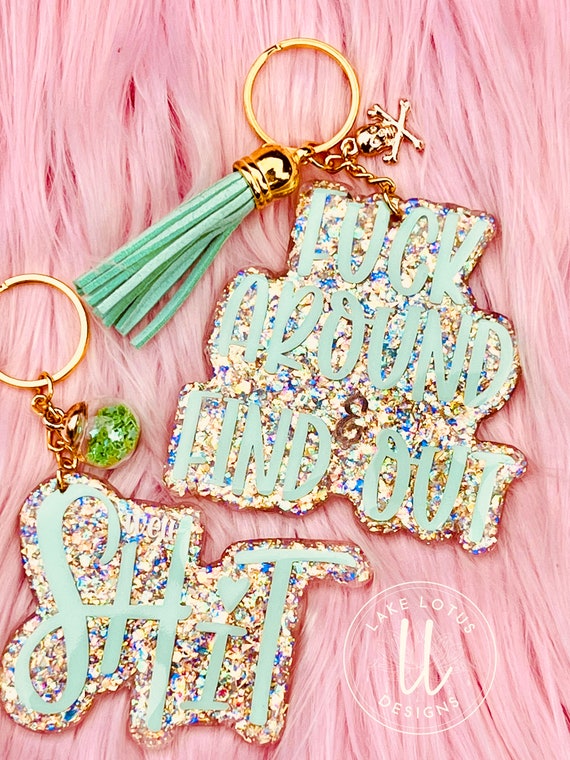 Vinyl Sealing Keychains With Epoxy Sassy Glitter Keychain With