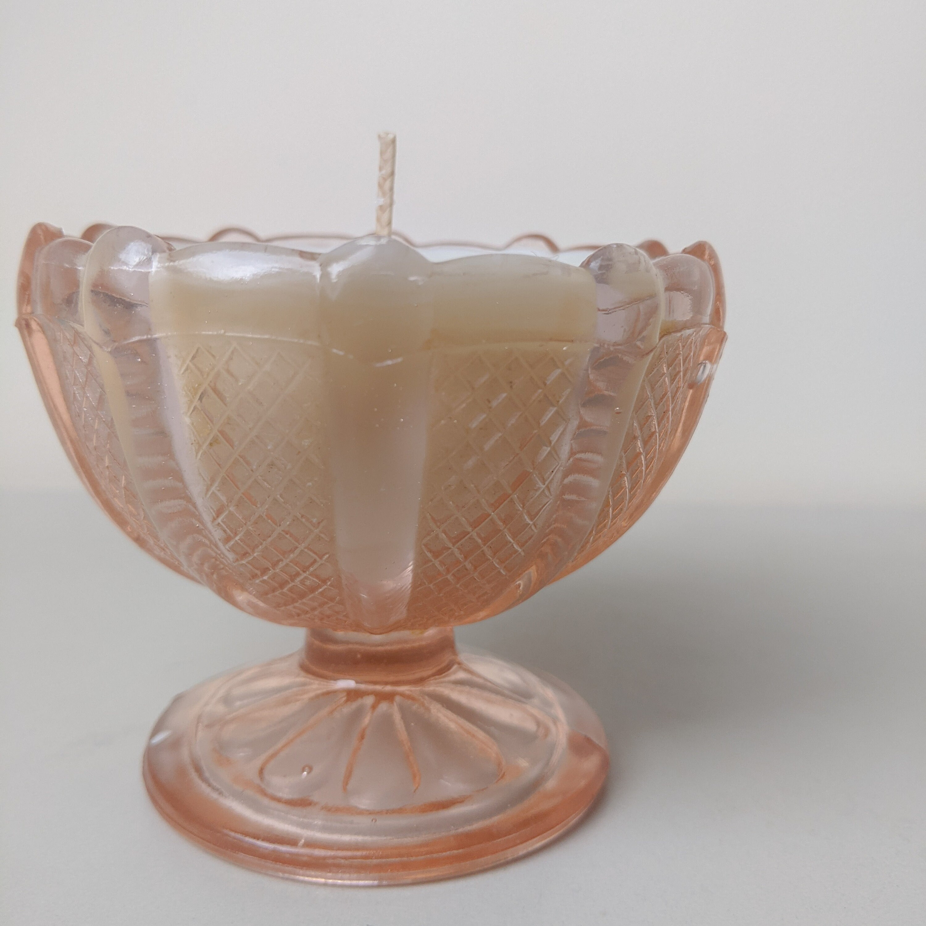 Vintage upcycled candle Pink Depression Glass candle set Etsy