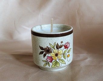 Vintage upcycled candle | Tiny cup tea light | Ylang Ylang scented