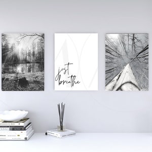 Wall décor for nature lovers, black and white wall art, minimalist decor to download and print