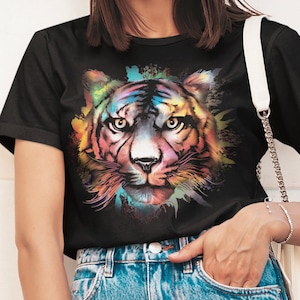 Tiger Face T-Shirt in Pastel Colors - Gift for Her or Gift for Him, Animal Lover