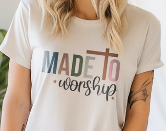 Maglietta Made To Worship: maglietta grafica da donna cristiana