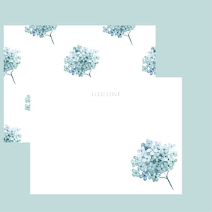 Aquarelle personnalisée Stationnaire / Hydrensia bleu Aquarelle Cartes de notes / Monogramme personnalisé