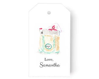 Custom Gift Tags: Personalized Watercolor Needlepoint Stash Bag