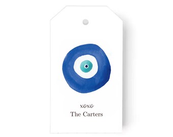 Custom Gift Tags: Personalized Watercolor Evil Eye