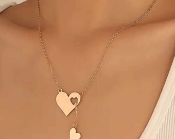 Magnifique collier en acier inoxydable avec pendentif cœur creux - Accessoire tendance pour femme