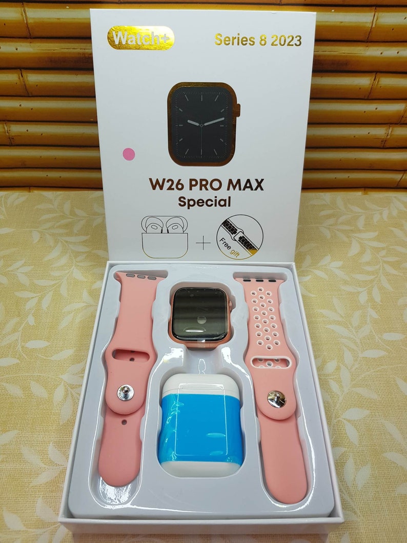 Montre Smart Watch Avec Ecouteurs Sans Fil Smartwatch W26 Pro Special Cadeau Pour Enfante Rose