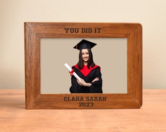 Graduation 2024 Picture Frame, Personalized Graduation Picture Frame, Custom Engraved Wood Photo Frame, Graduate Class of 2024 Photo Frame