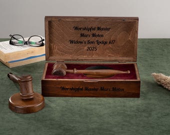 Personalized Masonic Gavel and Sound Block With Wooden Box, Free Mason Worshipful, Master Senior Warden, Lions Club,Custom Lawyer Judge Gift