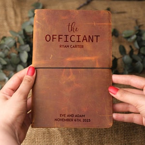 Personalized Officiant Book, Wedding Officiant Gift, Refillable Leather Officiant Booklet, Wedding Ceremony Book, Custom Officiant Journal