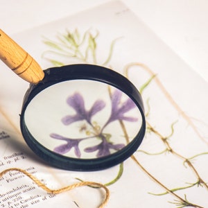 Lente d'ingrandimento personalizzata con manico in legno, lente d'ingrandimento incisa, lente d'ingrandimento portatile personalizzata, regalo da detective, regalo per lettori