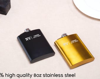 Personalized Groomsmen Flasks,Groomsman Gift,Flask for Groomsmen,Custom 8Oz Flask,Black Hip Flask, Groomsmen Gifts, Gifts for Wedding Party