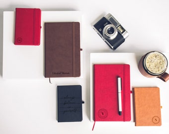 Personalized Leather Journal, Custom A5 Notebook, Travel Diary