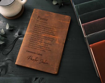 Personalized Leather Pastor Journal, Custom Appreciation Gift, Refillable Notebook
