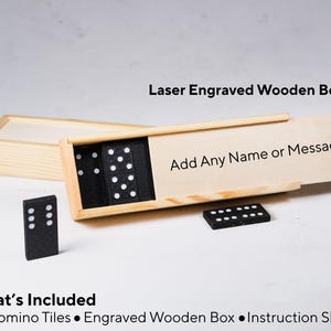 Personalized Dominoes Set with Engraved Wooden Box, Custom Domino Set, Family Game Night Gift, Outdoor Game, Gift for Friends