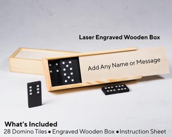Personalized Dominoes Set with Engraved Wooden Box, Custom Domino Set, Family Game Night Gift, Outdoor Game, Gift for Friends