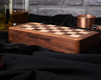 Wooden Chess Set, Handmade Chess Set With Storage, Magnetic Chess Set With Board Chess Set, Personalized Chess Set,Foldable Travel Chess Set