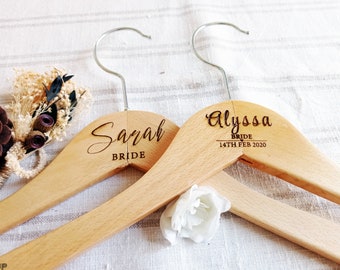 Customized Wood Bridal Hanger, Engraved Wedding Gift
