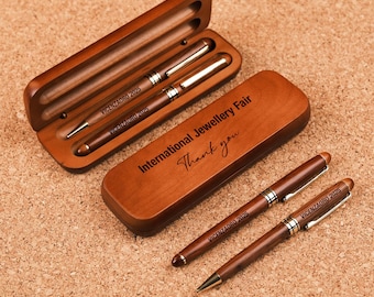 Personalized Engraved Wood Pen and Case, Customizable Ballpoint  Pen, Christmas Gift for him, Custom Wood Pen Set, Wood Engraved Pen Holder