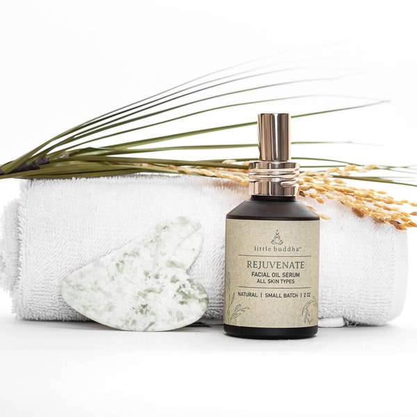 100% Natural Green Jade Gua Sha & Facial Serum Kit | Facial Oil | Massage Tool | Acne |Dry Skin| Holiday Gift for her| Vanilla | Sandalwood