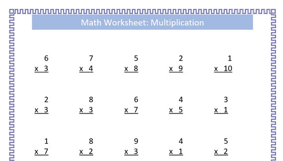 kids math worksheets multiplication etsy