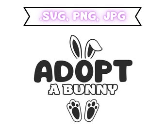 Adote um coelho SVG, amante de animais de estimação, silhueta de coelho (download digital)