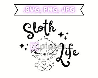 Arquivo SVG de preguiça, Preguiça preguiçosa svg, Vida de preguiça svg, Amante de animais, Silhueta SVG de preguiça fofa, Clipart Vector Cricut Cut