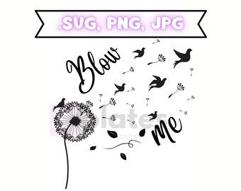 Arquivo SVG de dente-de-leão, flores svg, blow me svg, arquivo de corte svg de erva daninha, silhueta botânica SVG, Clipart Vector Cricut Cut