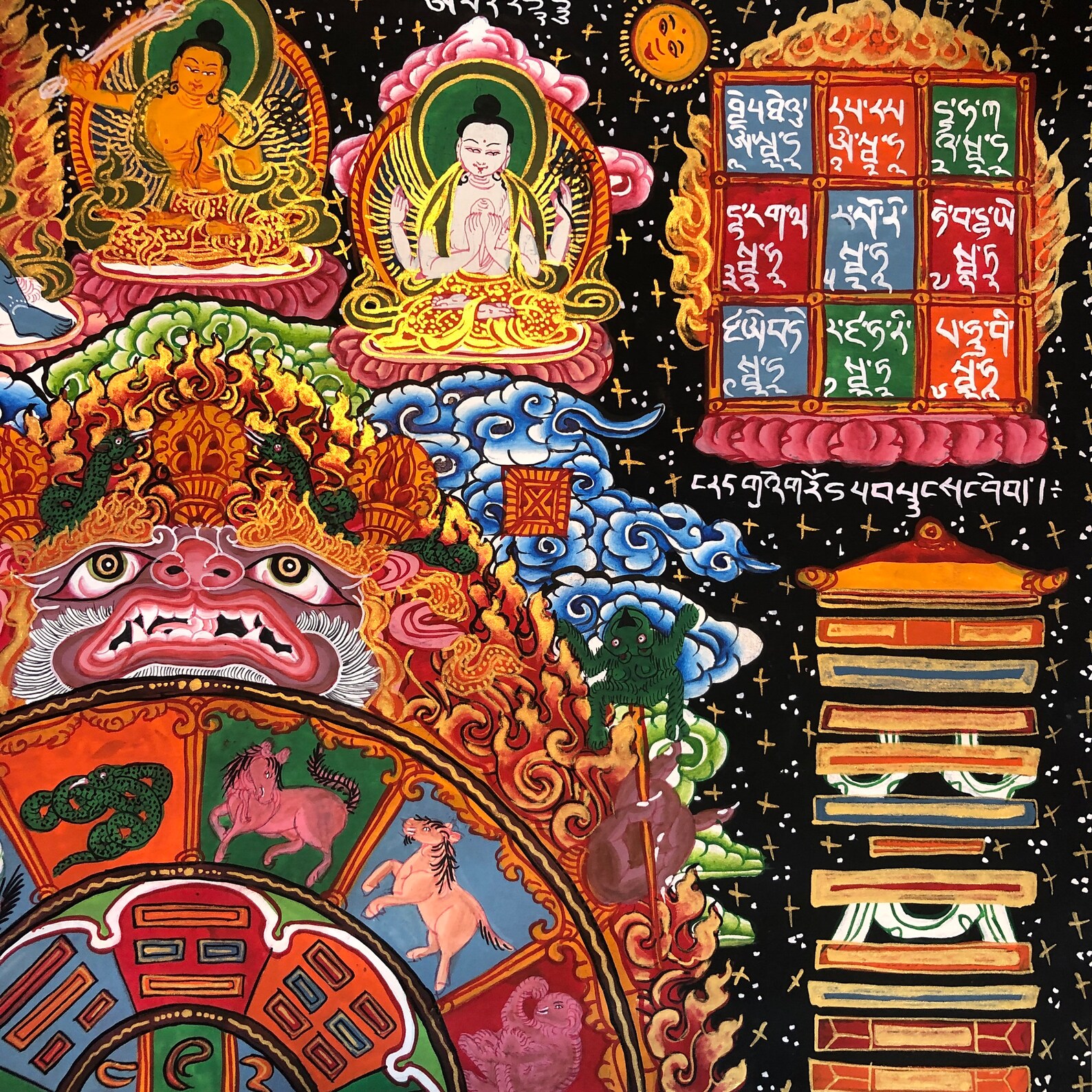 Original Hand Painted Tibetan Calendar Mandala thangka Etsy