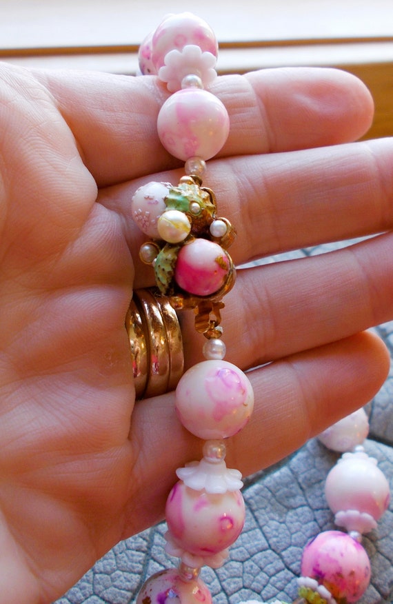 Vintage Coro Costume Necklace, Floral Sugar Bead … - image 7