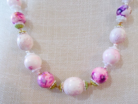 Vintage Coro Costume Necklace, Floral Sugar Bead … - image 4