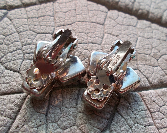 Vintage Signed WEISS Costume Earrings, Clear Emer… - image 5