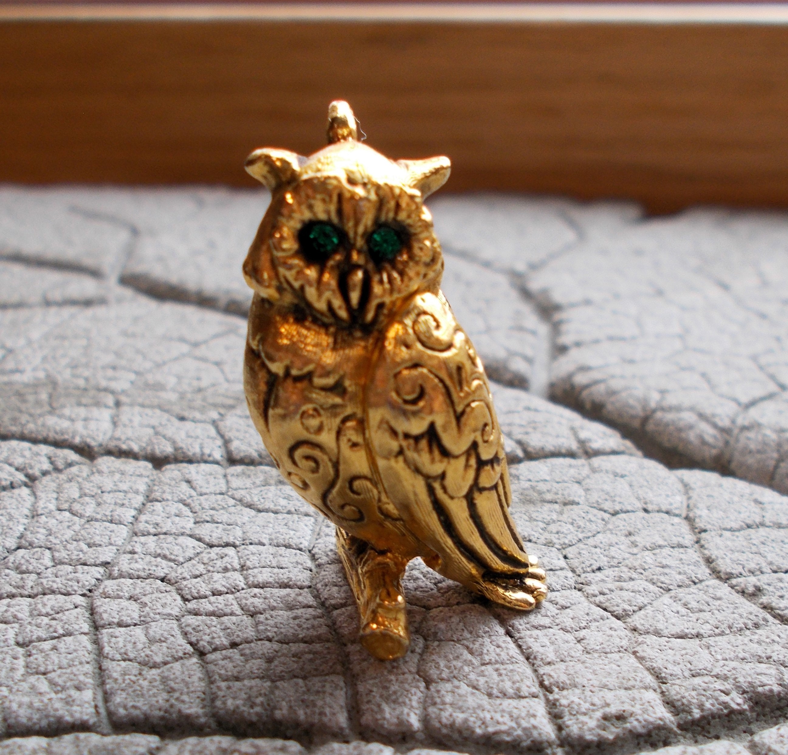 Max Factor Owl Pendant, Vintage Costume Jewelry, Vintage Max Factor, Gold Tone Owl Perfume Pendant, 