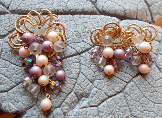 Vintage Cascading Cluster Brooch Earrings, Vintag… - image 8