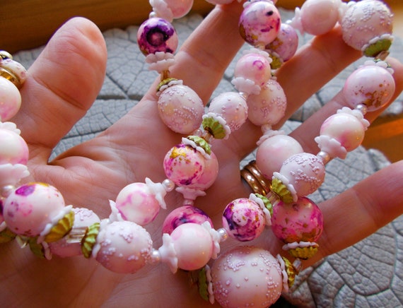 Vintage Coro Costume Necklace, Floral Sugar Bead … - image 10