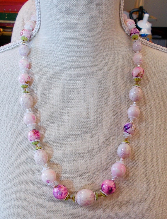 Vintage Coro Costume Necklace, Floral Sugar Bead … - image 3
