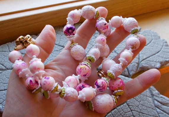 Vintage Coro Costume Necklace, Floral Sugar Bead … - image 9