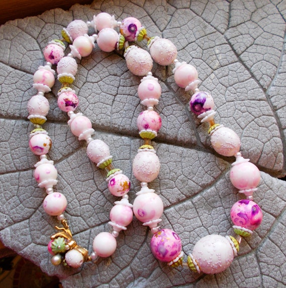 Vintage Coro Costume Necklace, Floral Sugar Bead … - image 1