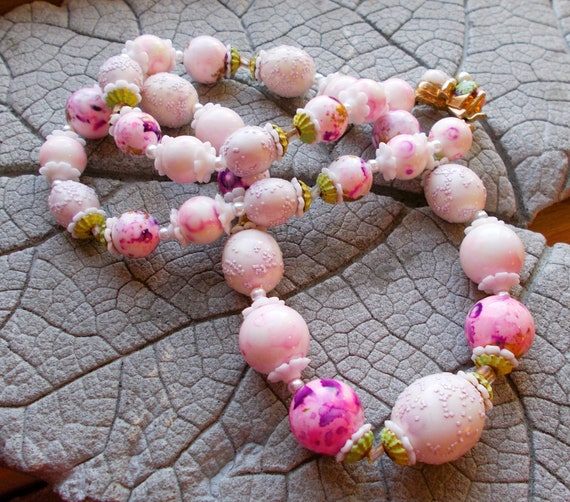 Vintage Coro Costume Necklace, Floral Sugar Bead … - image 5