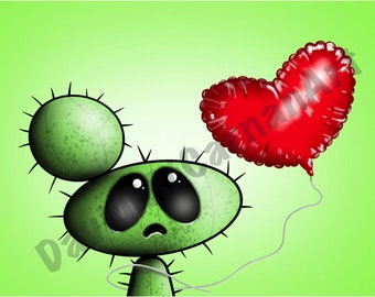 Cactus Sad Heart Balloon Print