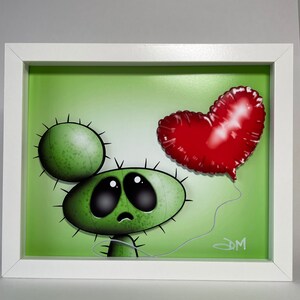3D Cactus Sad Heart Balloon Framed Art