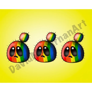 Cactus Sad Trio Rainbow Pride Print