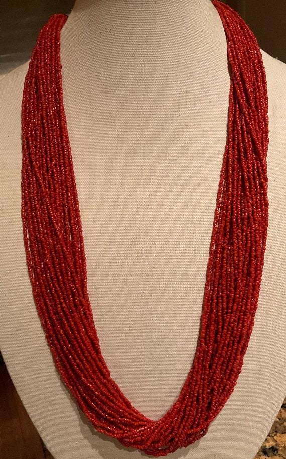 Vintage 29-Strand Coral Necklace, SouthWestern 29 