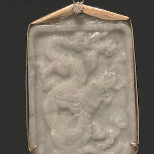 Natural Jade and Diamond Pendant, Jade and Gold Pendant